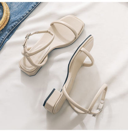 Ankle Sandals Chunky Strap Heel