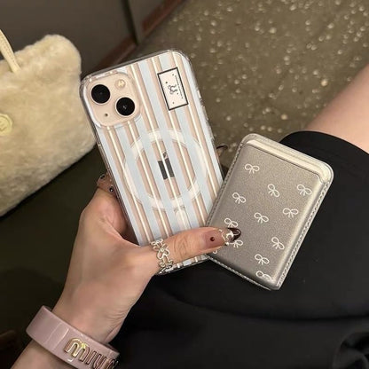 Compatible iPhone Case Set Striped / Bow Card Magsafe Print