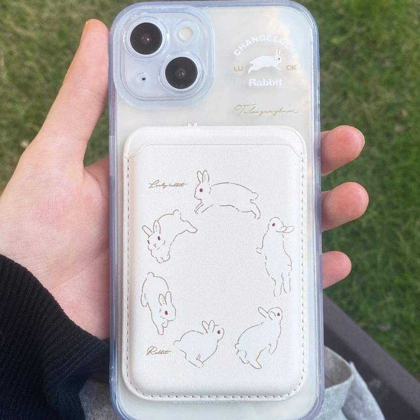 / Card Case Compatible Print iPhone Magsafe Set Rabbit