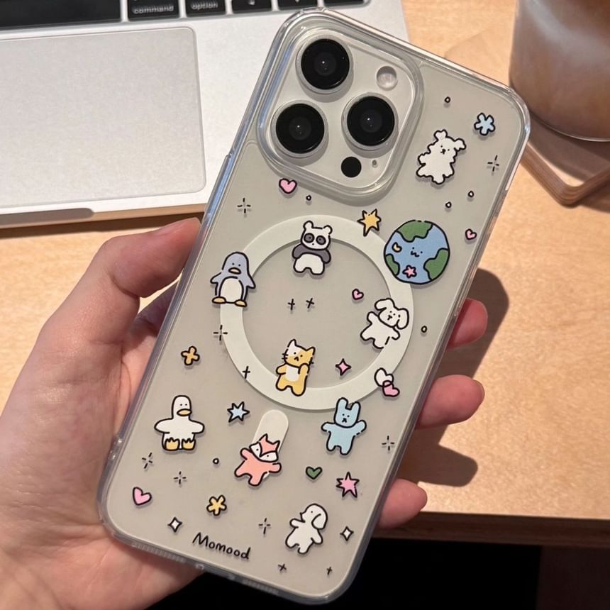 Earth Card / Animal Case with Holder (Compatible Set Magnetic Phone MagSafe)