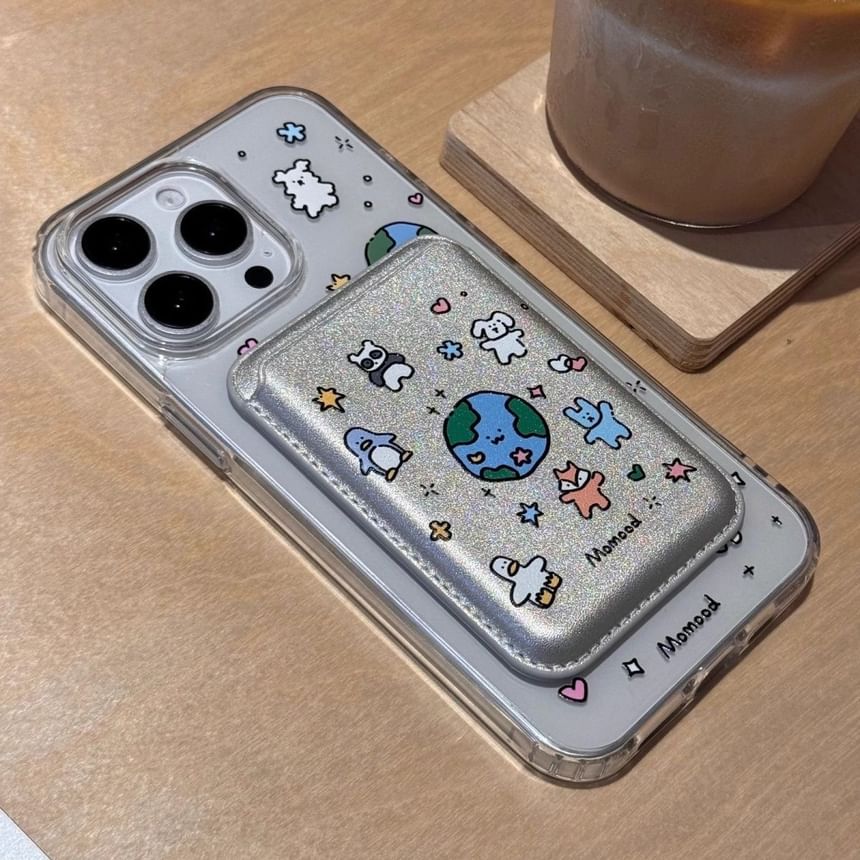 Earth Card / Animal Case with Holder (Compatible Set Magnetic Phone MagSafe)