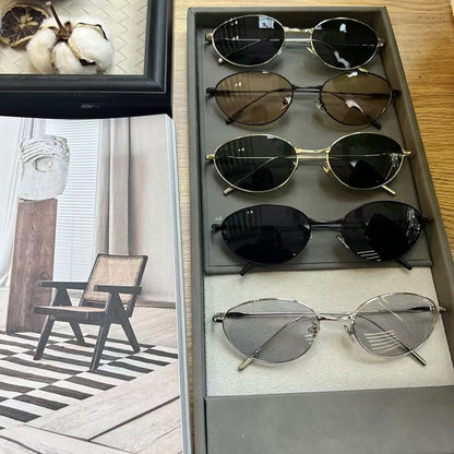 Metal Frame Oval Sunglasses