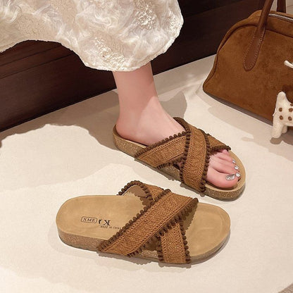 Sandals Strap Knit Cross