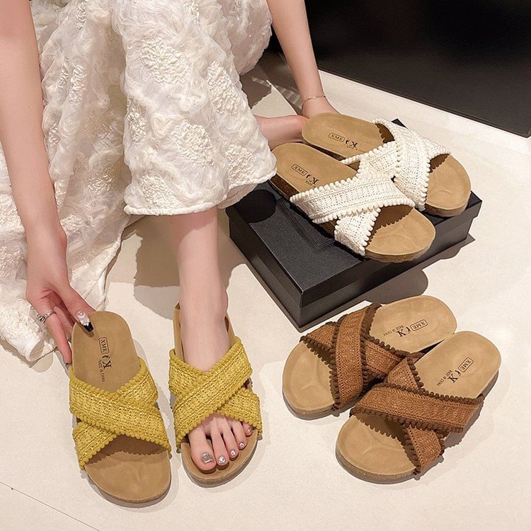 Sandals Strap Knit Cross