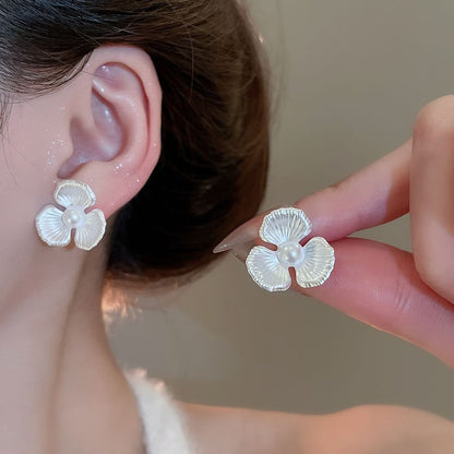 Stud Flower Faux Earring Pearl