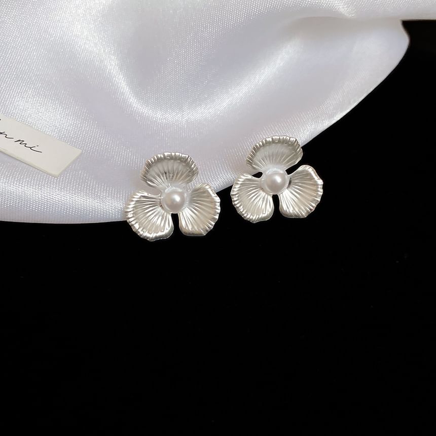 Stud Flower Faux Earring Pearl