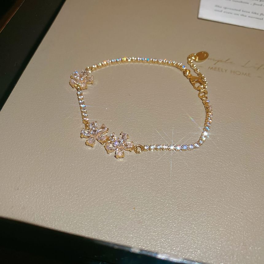 Tennis Flower Bracelet CZ