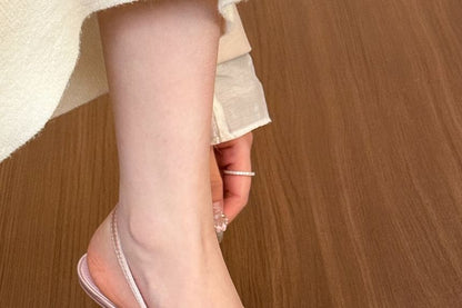 Heel Stiletto Mules Pointed Slingback Bow Toe