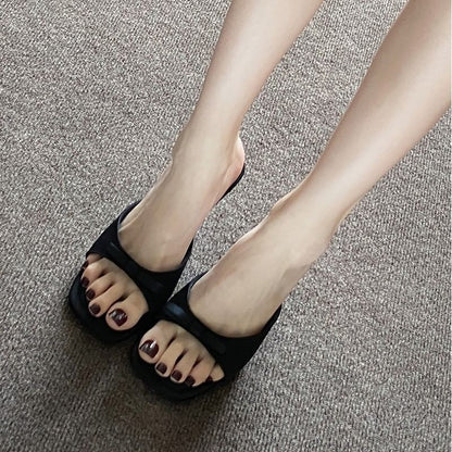 Slide Heel Sandals Stiletto Bow