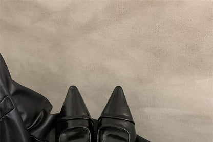 Mules Toe Chunky Heel Pointed Buckled