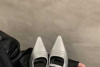 Mules Toe Chunky Heel Pointed Buckled