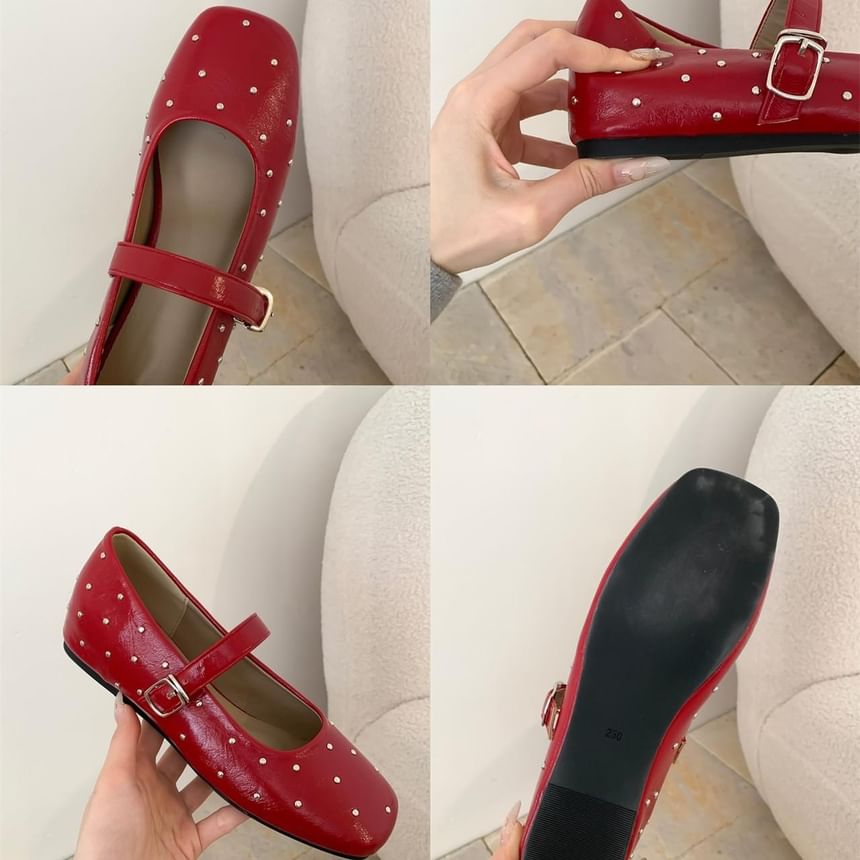 Square Shoes Wedge Hidden Mary Toe Studded Jane