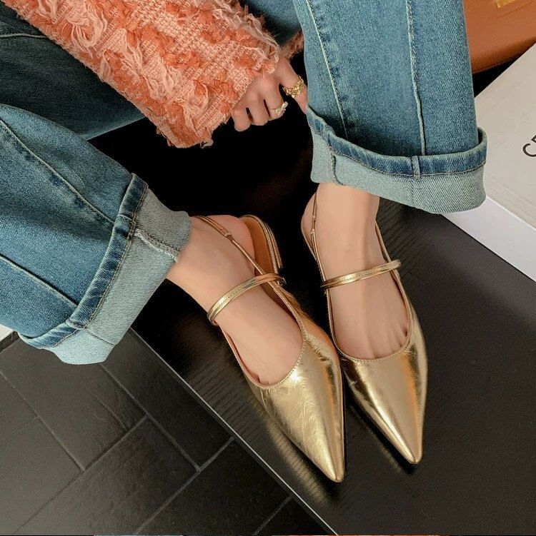 Pointed Toe Heel Slingback Mules Low