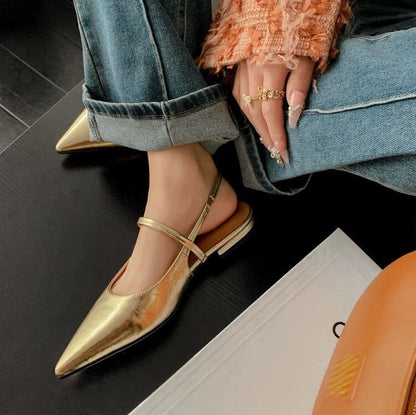 Pointed Toe Heel Slingback Mules Low