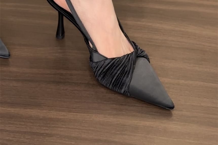 High Mules Heel Twist Pointed Toe Slingback