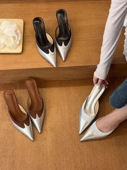 Heel Two Pointed Toe Mules Tone Kitten