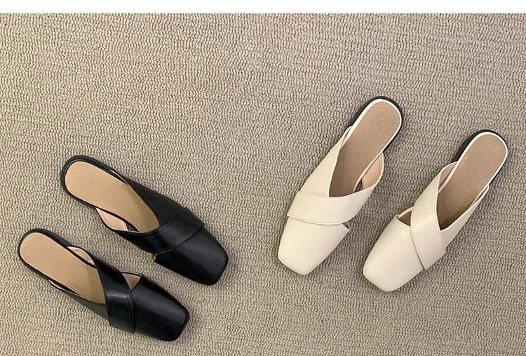 Cross Toe Criss Square Mules
