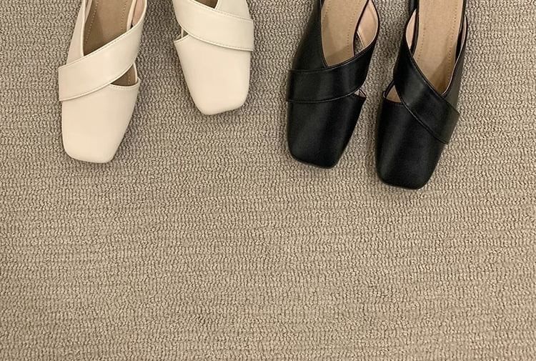 Cross Toe Criss Square Mules