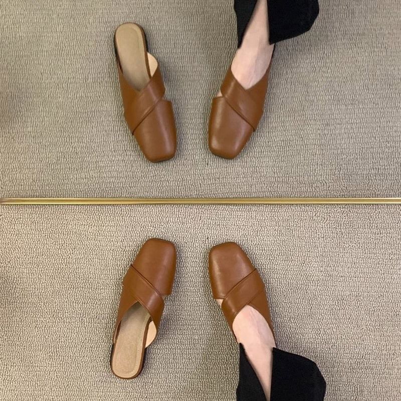 Cross Toe Criss Square Mules