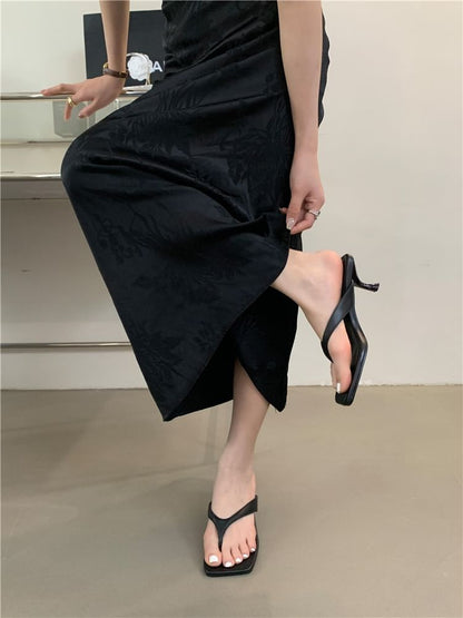 Square Heel Flip-Flops Toe Kitten