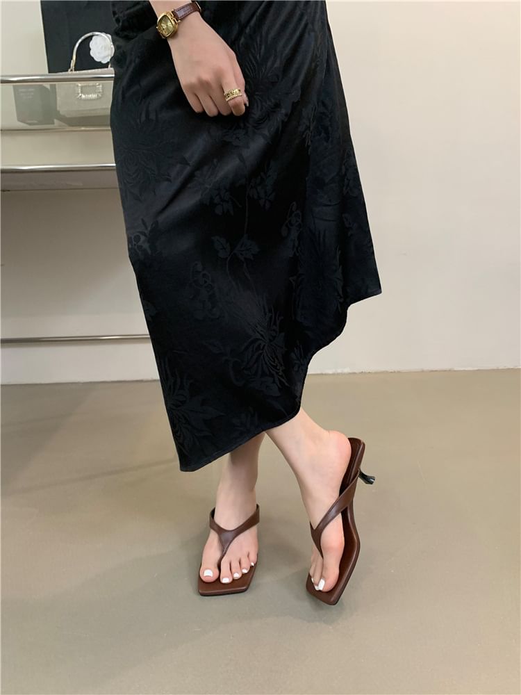 Square Heel Flip-Flops Toe Kitten