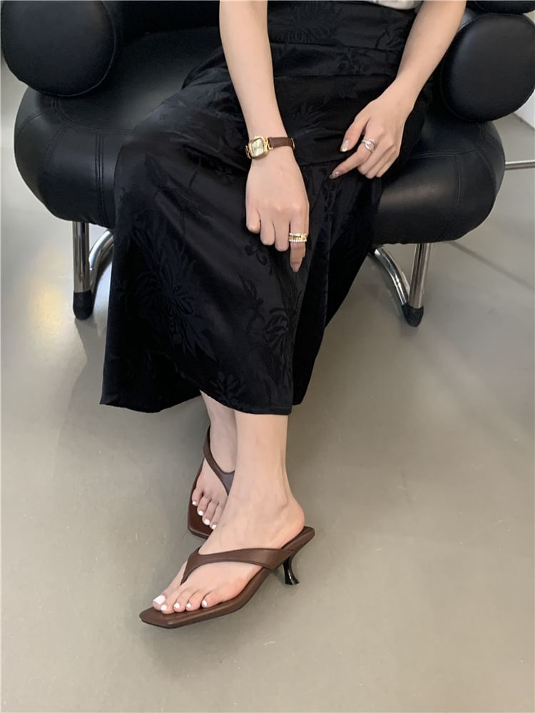 Square Heel Flip-Flops Toe Kitten