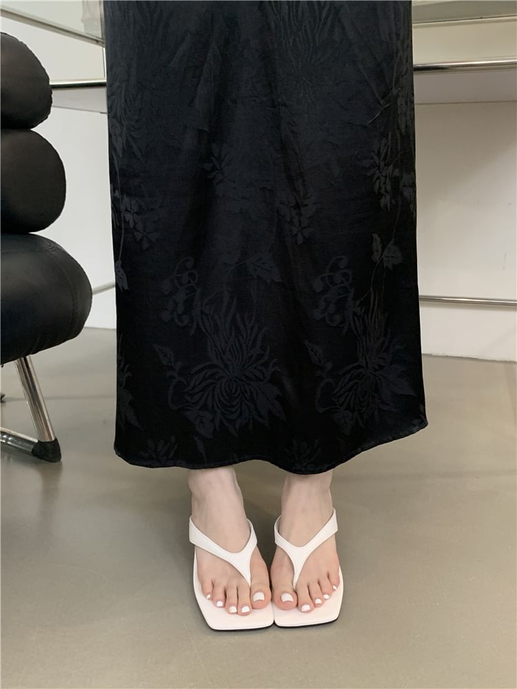 Square Heel Flip-Flops Toe Kitten