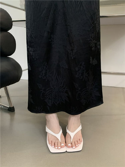 Square Heel Flip-Flops Toe Kitten