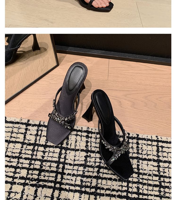 Cross Heel Slide High Rhinestone Criss Sandals