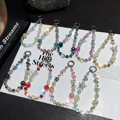 Faux Strap Butterfly Wrist Beaded Crystal Phone