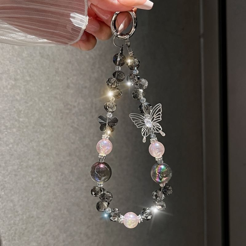 Faux Strap Butterfly Wrist Beaded Crystal Phone