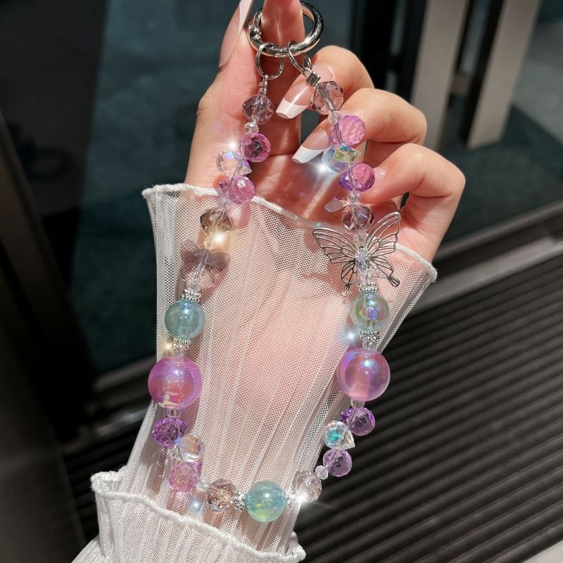 Faux Strap Butterfly Wrist Beaded Crystal Phone