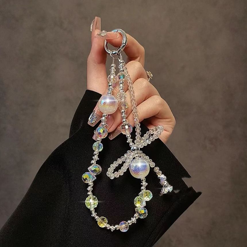 Strap Phone Beaded Crystal Bow Faux Wrist