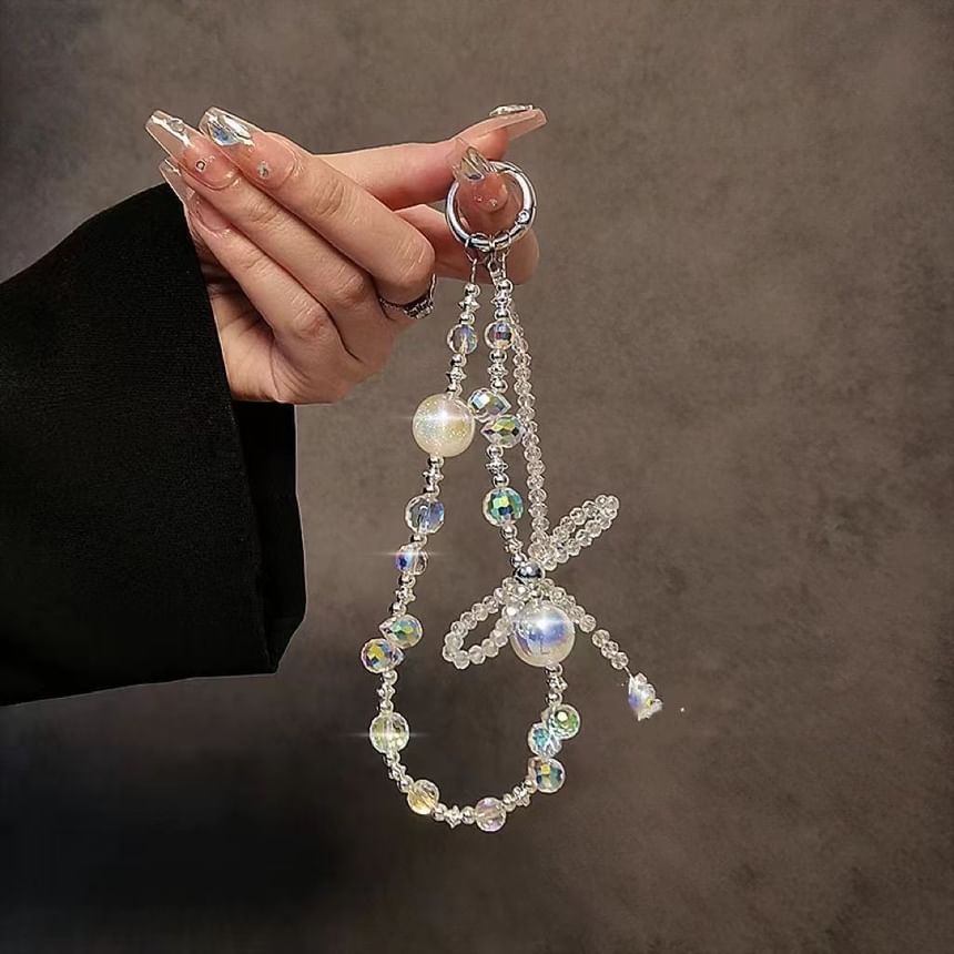 Strap Phone Beaded Crystal Bow Faux Wrist