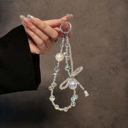 Strap Phone Beaded Crystal Bow Faux Wrist