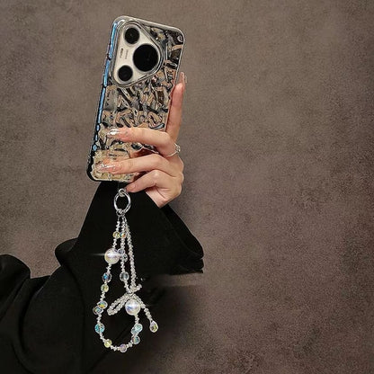 Strap Phone Beaded Crystal Bow Faux Wrist