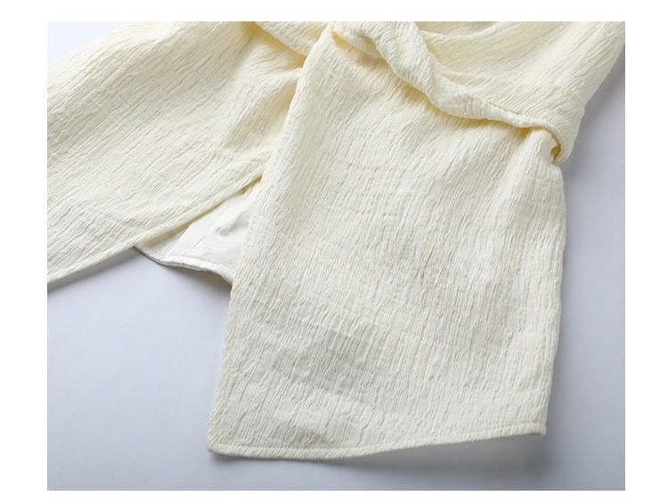 V-Neck Rise High Tank Plain Leg Knot Wide Top Pants Slit /