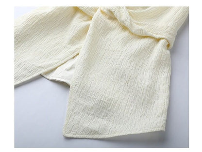 V-Neck Rise High Tank Plain Leg Knot Wide Top Pants Slit /