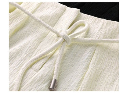 Knot V-Neck / Rise Pants Plain High Top Wide Tank Leg Slit