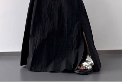 Plain A-Line Skirt Maxi Slit Rise High