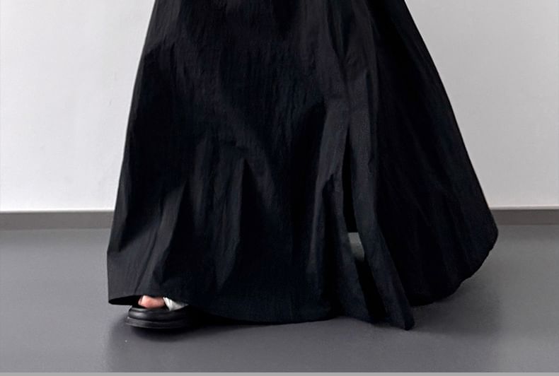 Plain A-Line Skirt Maxi Slit Rise High