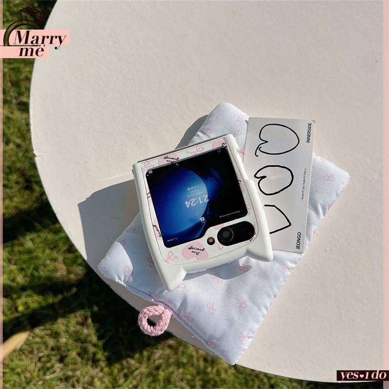 Cat Ear Heart / Bow Phone Case / Strap / Set