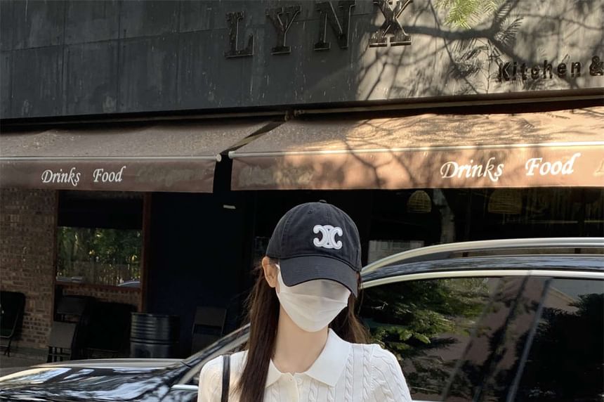 Crop Shirt Polo Plain Cable Knit Short-Sleeve