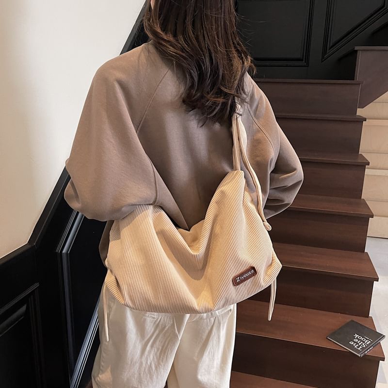 Striped Shoulder Corduroy Bag