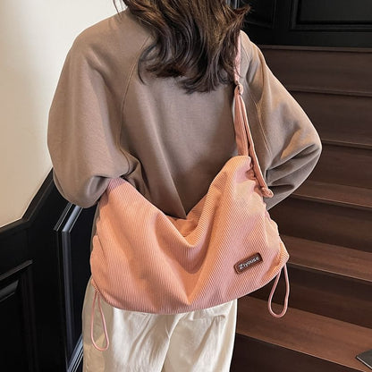 Striped Shoulder Corduroy Bag