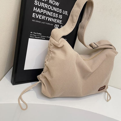 Striped Shoulder Corduroy Bag