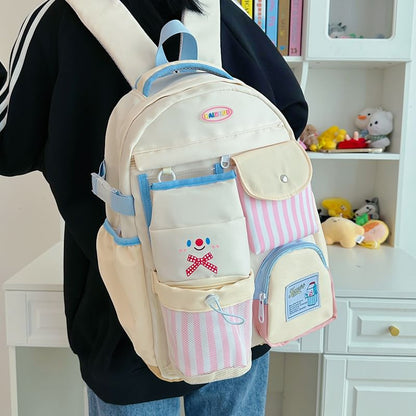 Panel Plaid Zip Backpack
