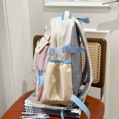 Panel Plaid Zip Backpack