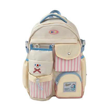 Panel Plaid Zip Backpack