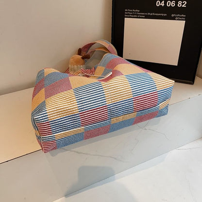 Crossbody Plaid Drawstring Bag